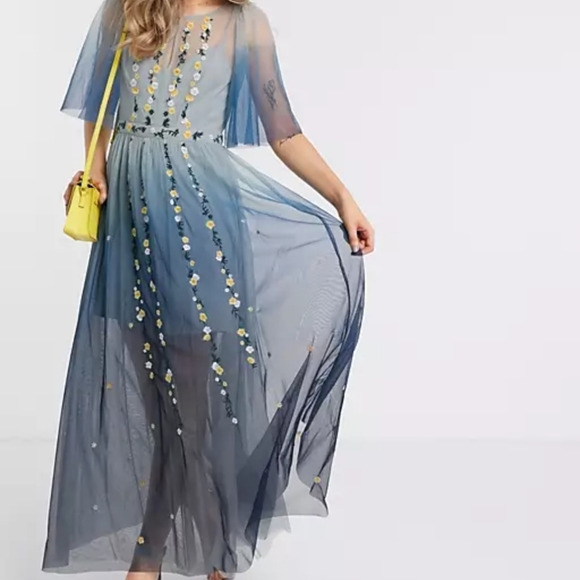 NWT French Connection Amana Embroidered Maxi Dress Size 4/xs - Picture 1 of 13